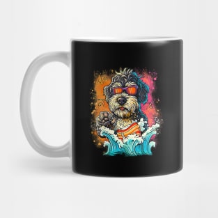 Colourful Cool Golden Doodle Dog with Sunglasses Mug